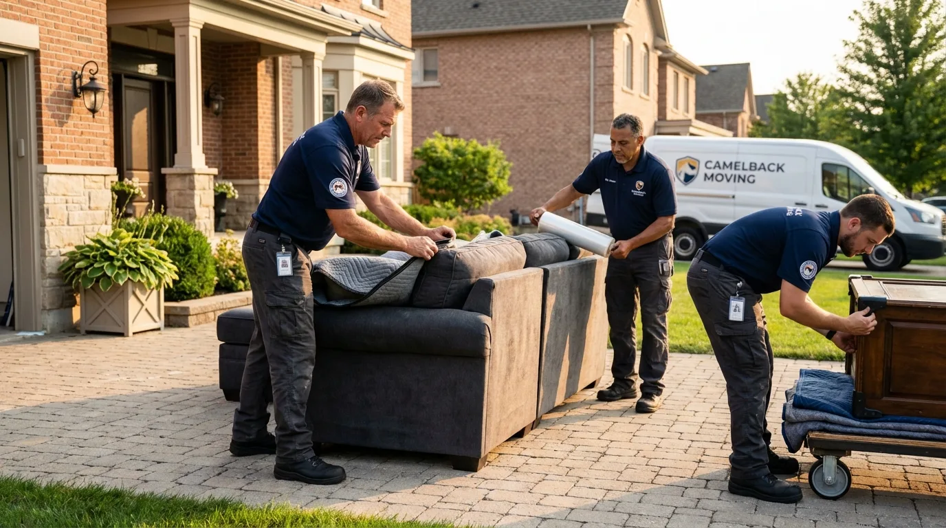 Large estate moving crew wrapping furniture in Wessington Springs, SD